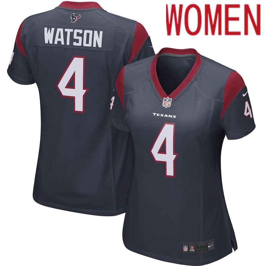 Women Houston Texans #4 Deshaun Watson Navy Nike Player Game NFL Jersey